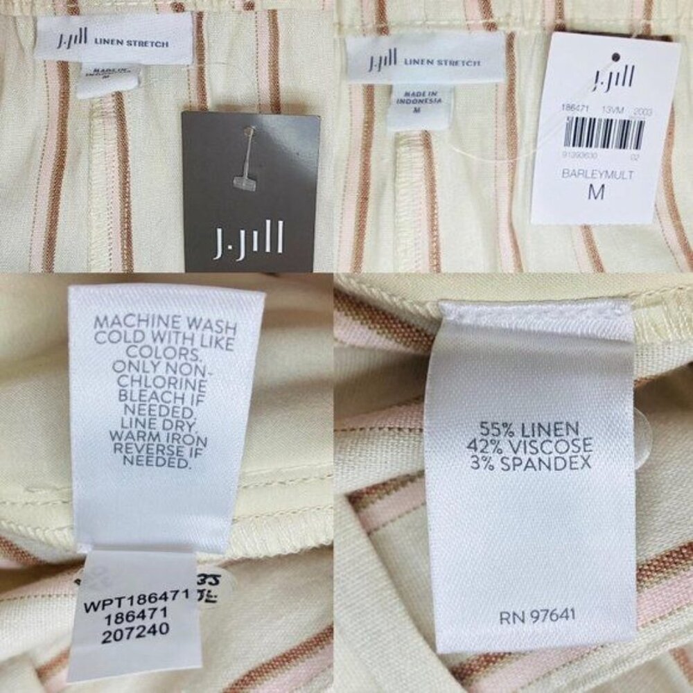 J. jill Linen Stretch Wide Leg Pants Culottes in Barleymult Color Linen Sz M NWT - Picture 6 of 16